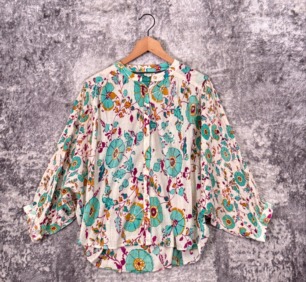 Anthropologie Top Medium Womens Pilcro Floral Long Sleeve Button Blouse